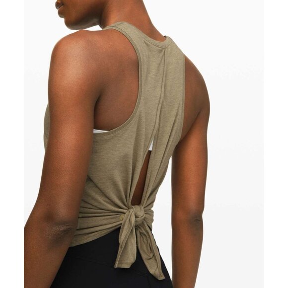 Lot of 2 LULULEMON Size 4 All Tied Up Green White Pima Cotton Tie Back Tank Tops - Picture 15 of 16